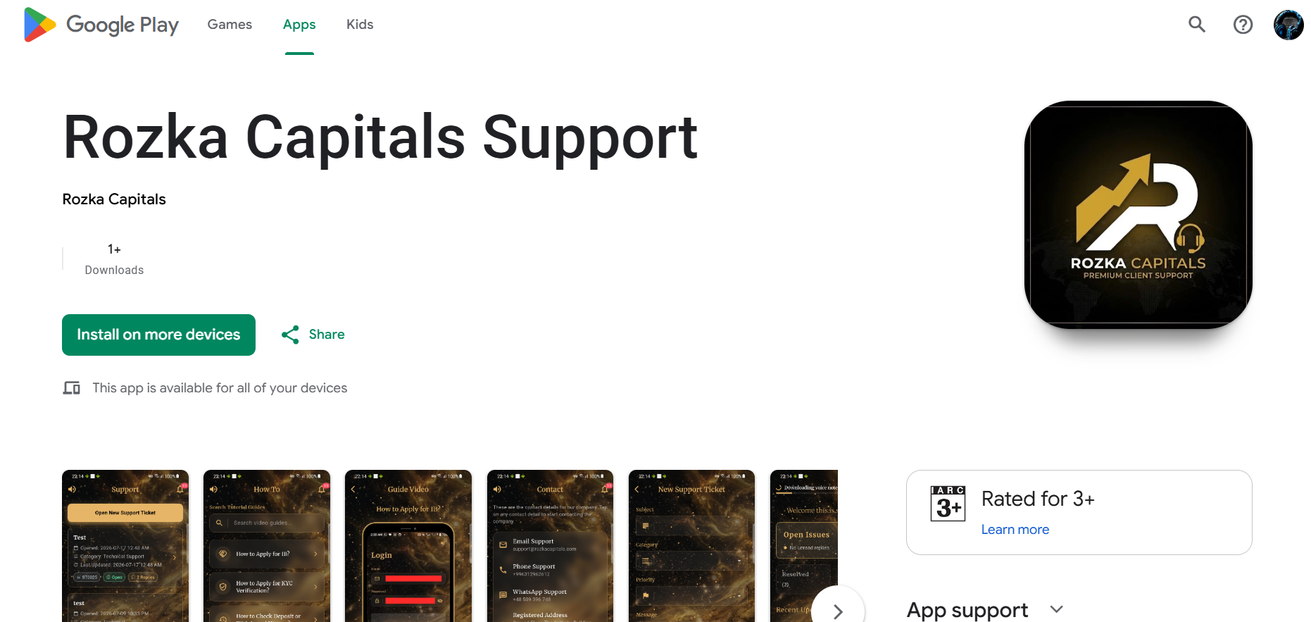 Rozka Capitals Support App