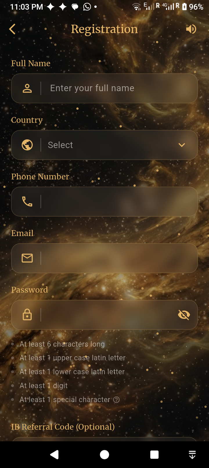 Client Registration Screen