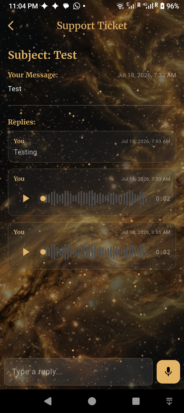 Ticket Conversation Thread with Voice Notes