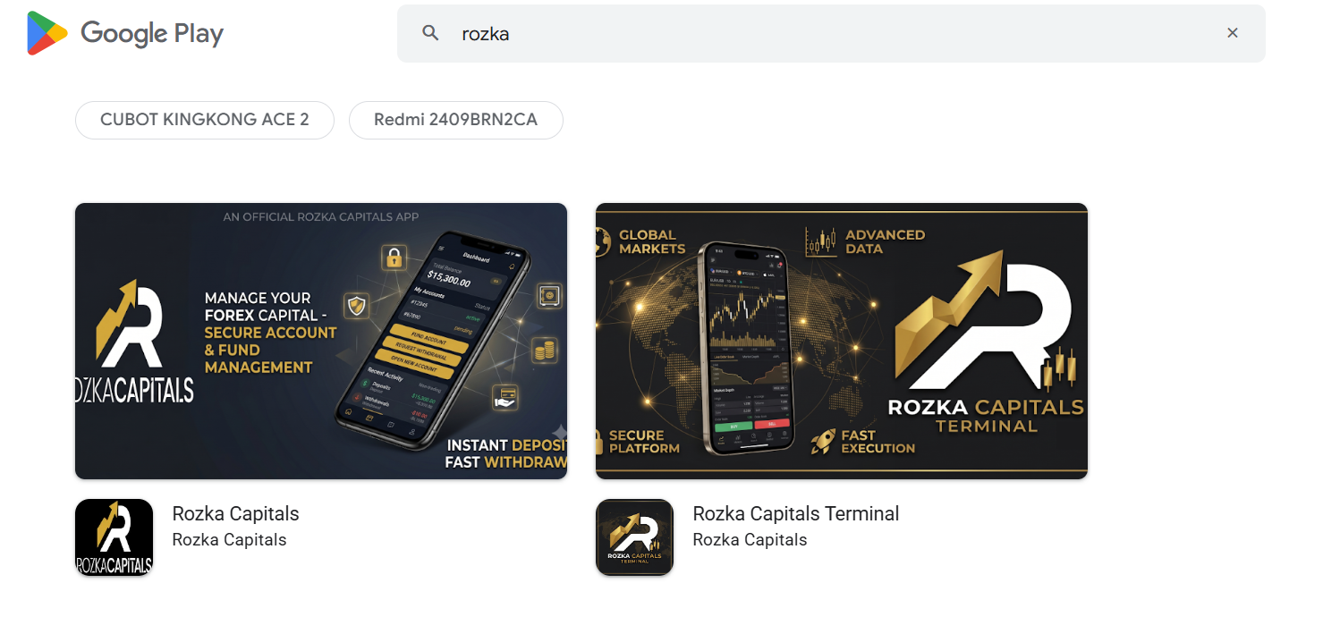 Rozka Capitals Forex Client CRM Mobile App