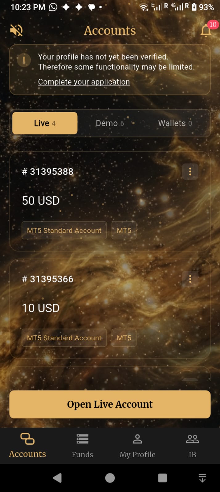 Accounts Dashboard Screen
