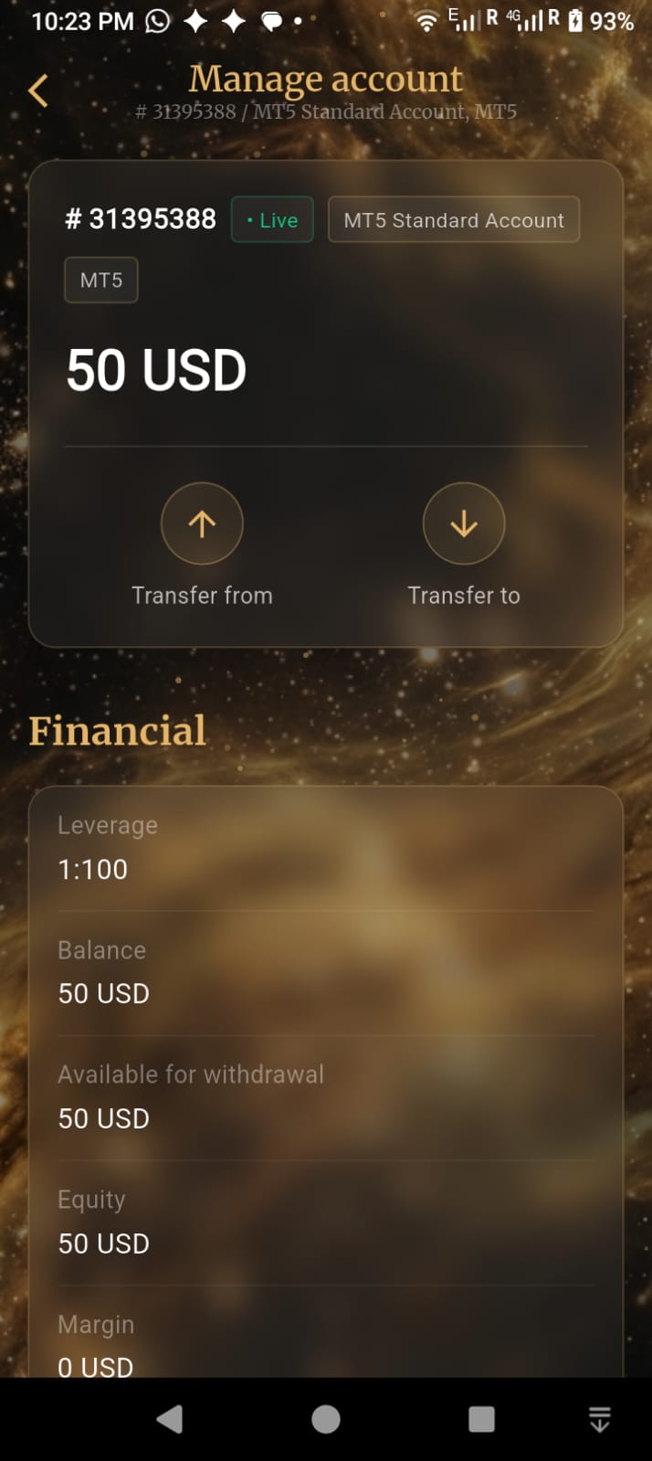 Manage Account Screen