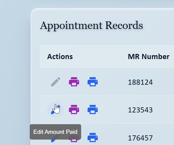 Editable Appointment Record