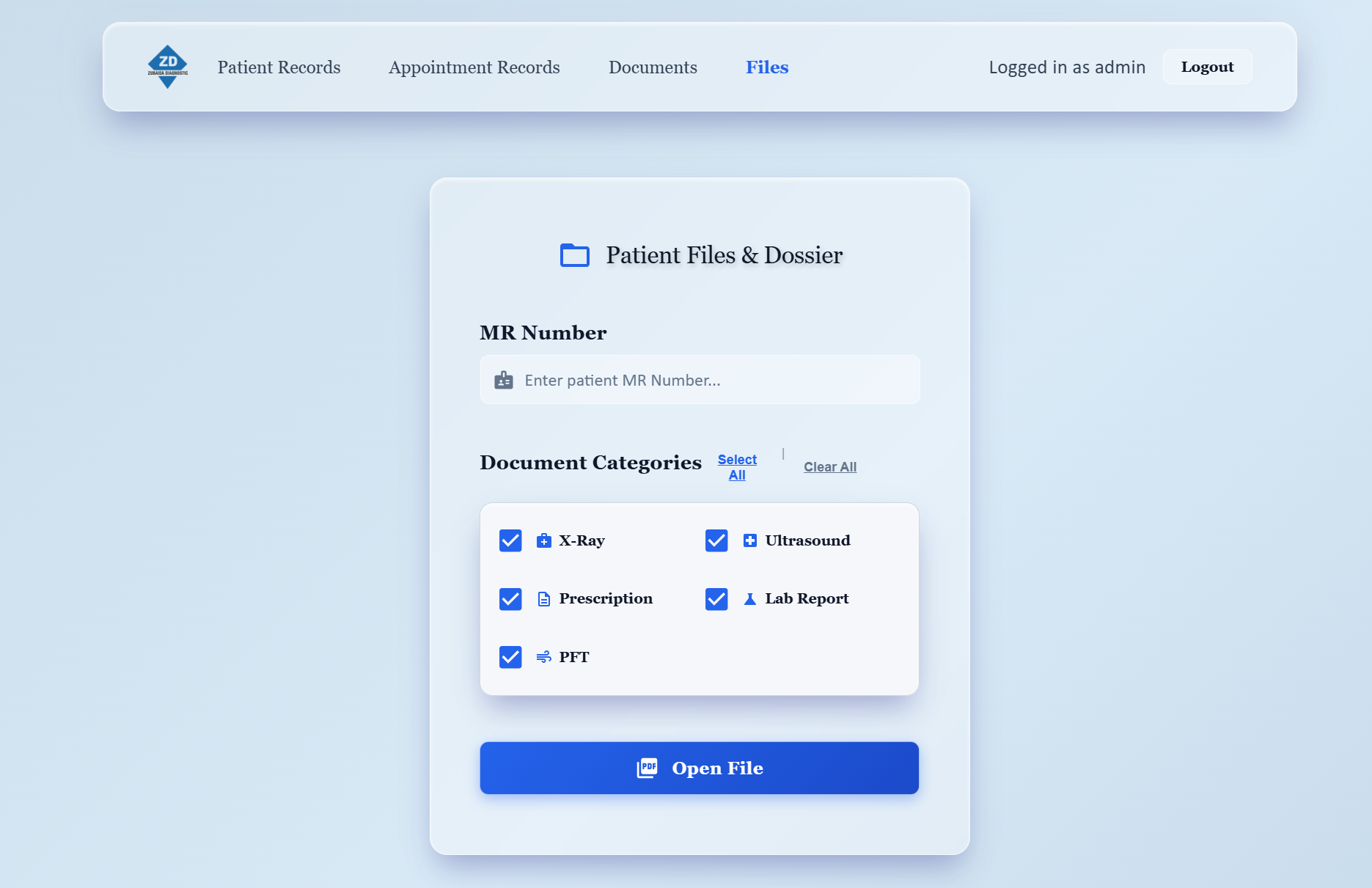 Files Page Filter Interface