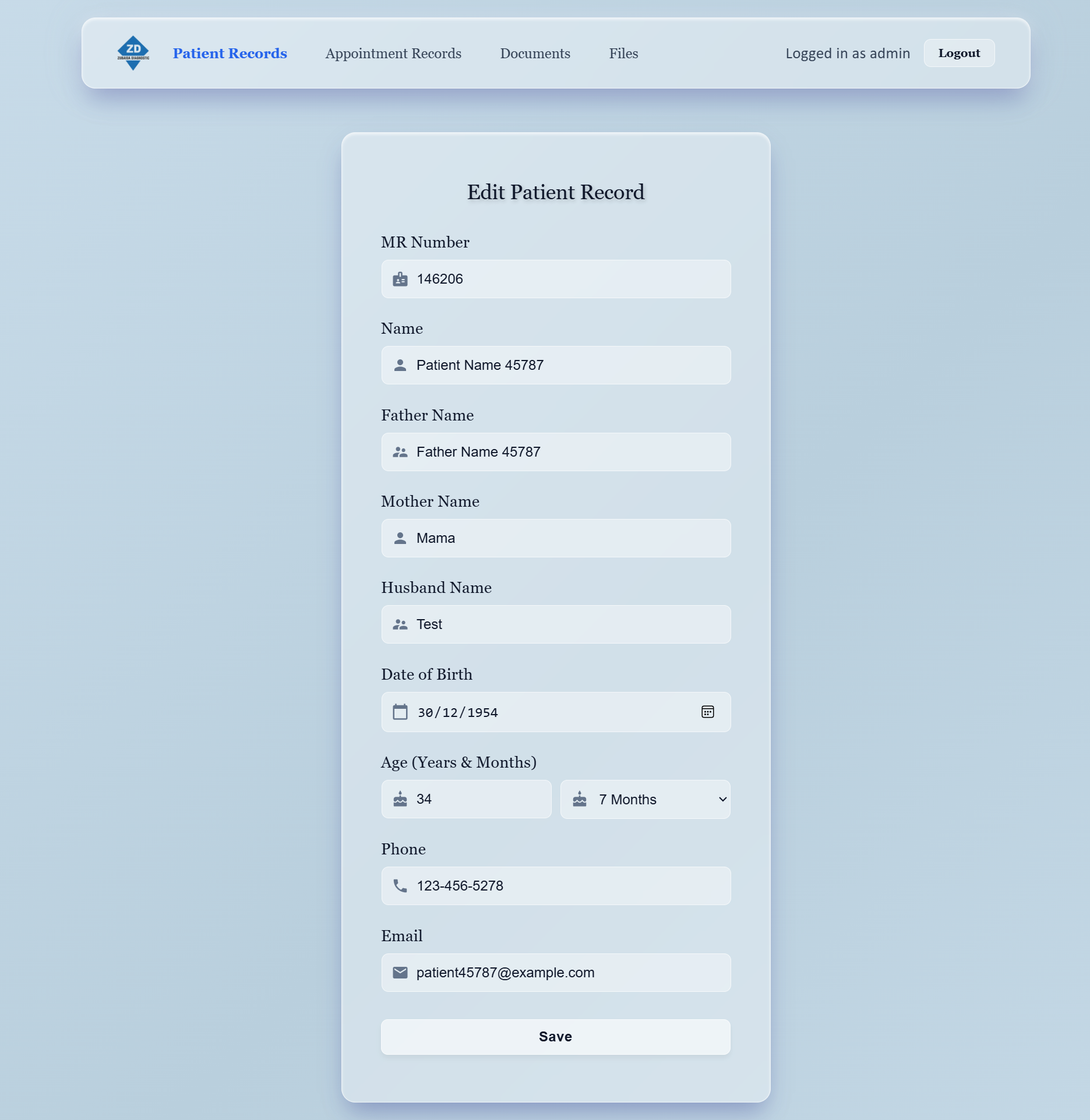 Edit Patient Record