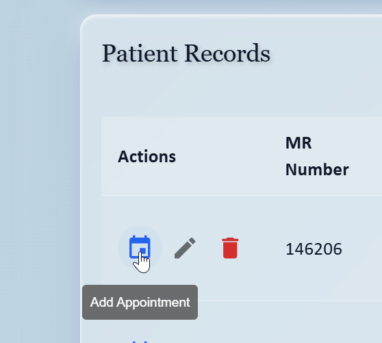 Patient Row Instant Booking